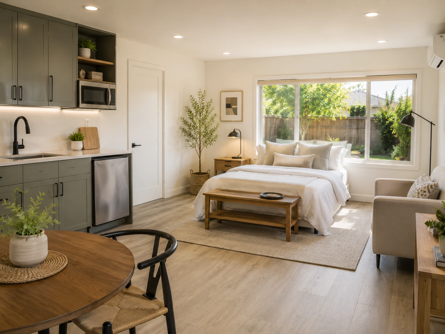 Garage converted into a bright studio ADU