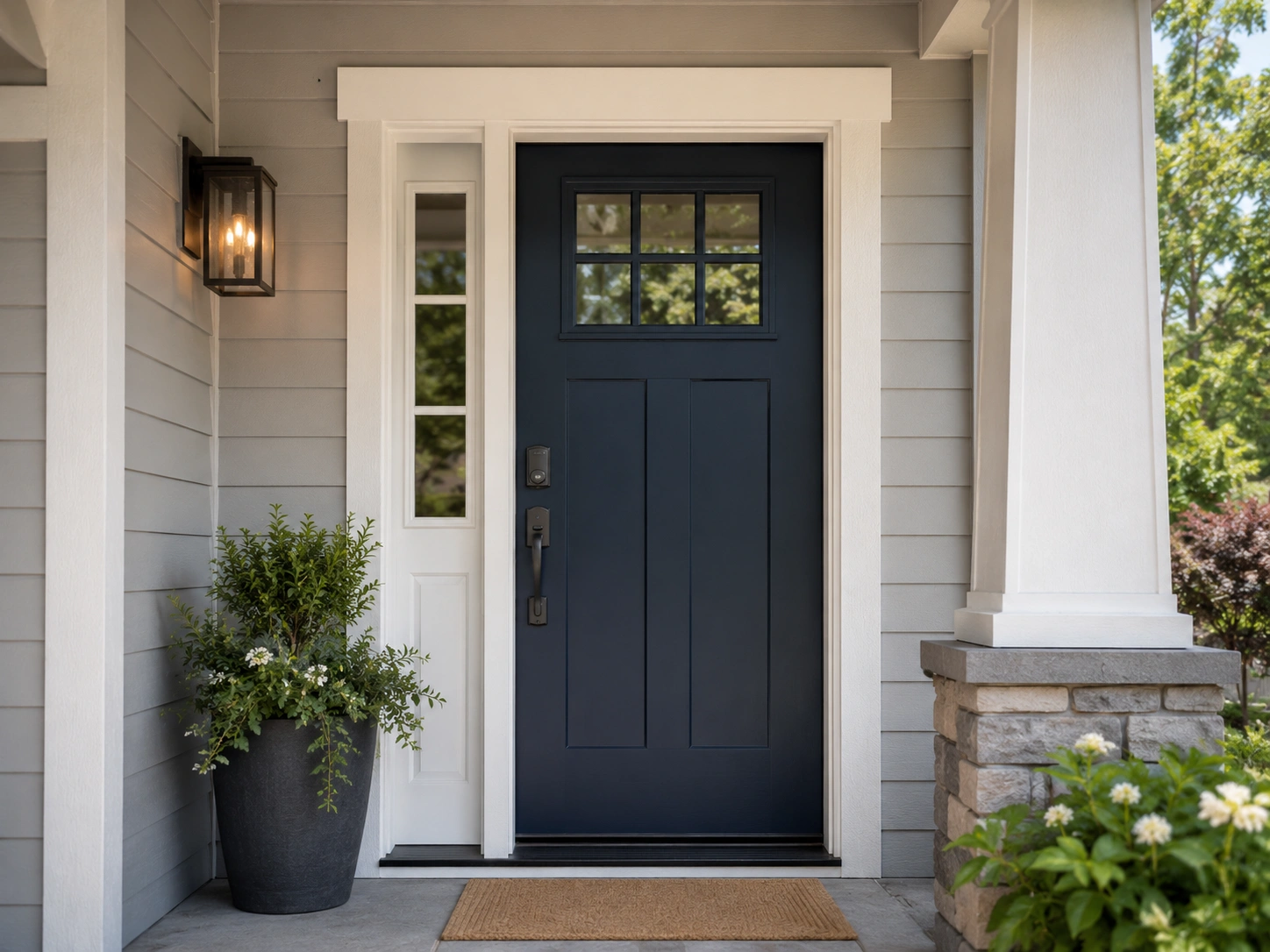 New craftsman front door with modern hardware