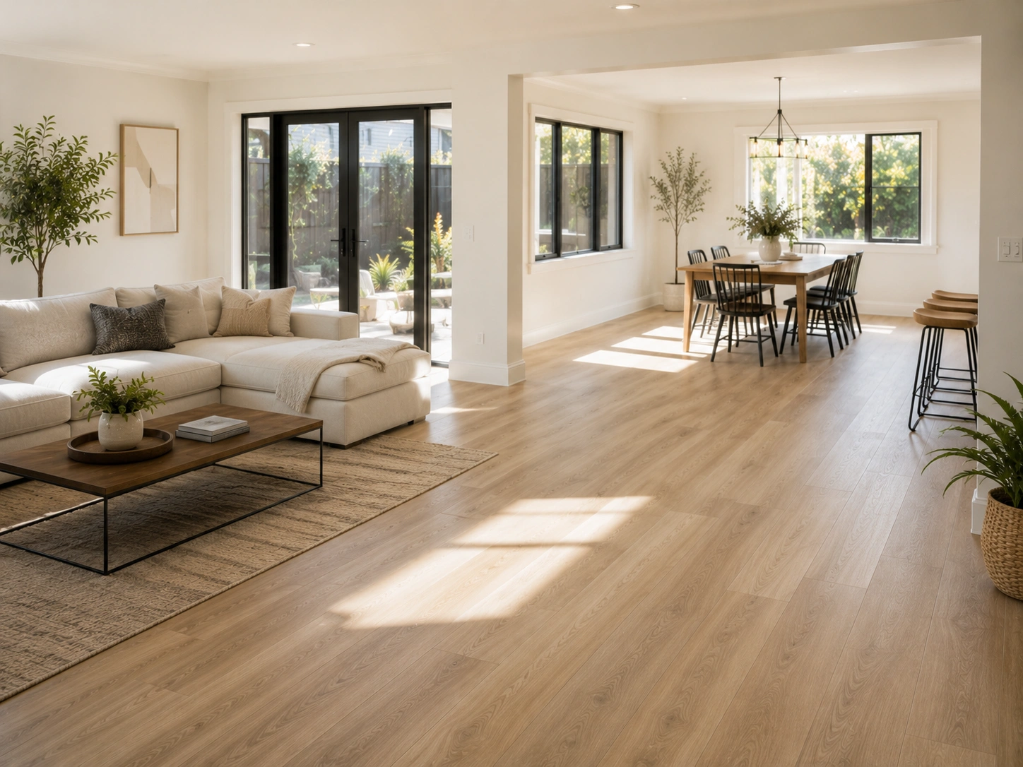 LVP flooring installation with new baseboards